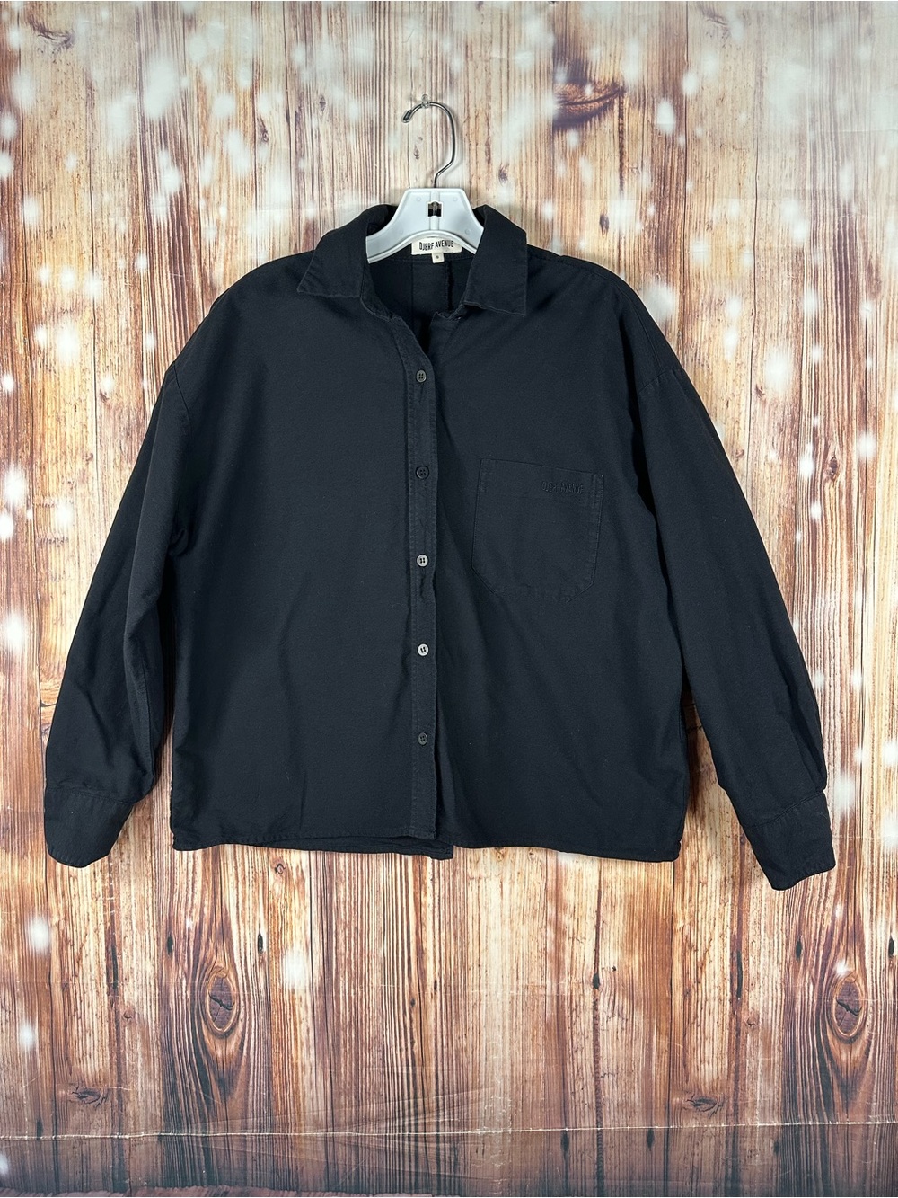 Djerf Avenue Button Up Women’s Oversized Shirt Organic Cotton Black Size Small